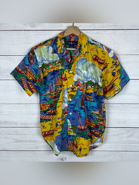 Polo Ralph Lauren Tops - Vintage Ralph Lauren Colorful Riviera Beach Button Up Camp Shirt Sz 4 Women RARE
